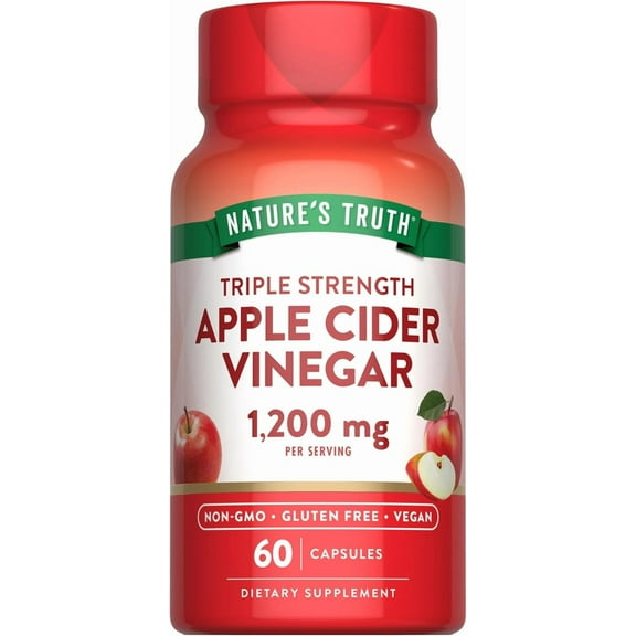 Apple Cider Vinegar 1200mg | 60 Capsules | Extra Strength | For Men and Women | by Nature's Truth