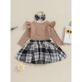 thumbnail image 4 of Wassery Infant Girls Fall Outfits Clothes 3M 6M 9M 12M Baby Girls Long Sleeve Ribbed Romper Bow Skirt Headband Set 3PCS Casual Autumn Clothing for Newborn Girls, 4 of 9