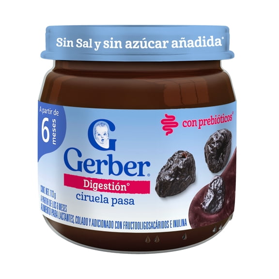 Papilla para Bebé Gerber Sabor Ciruela Pasa con Prebióticos Frasco de 113g