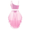 thumbnail image 2 of CHICTRY Kids Girls Tutu Dancewear Shiny Sequins Crop Top with Skirt Dance Outfit Pink 6, 2 of 5