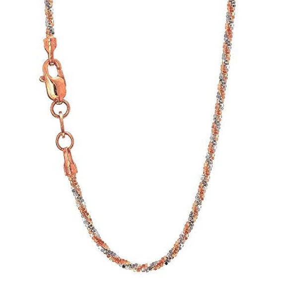 JewelStop 14k Solid 2 Tone Gold 1.5 mm Sparkle Chain, Lobster Claw Clasp - 20 Inches, 3gr.