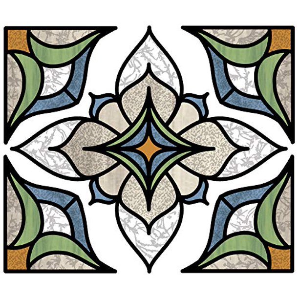 Inhome Nh2415 Blue Alden Stained Glass Window Film Green Walmart Com Walmart Com