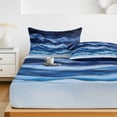 thumbnail image 6 of King Size Fitted Sheet Set - Navy Blue Ombre 3 Piece Bedding Sets 16" Deep Pocket Fitted Sheet with 2 Pillowcases, Modern Moire Abstract Art Luxury Brushed Microfiber Hotel Luxury Bed Sheets, 6 of 9