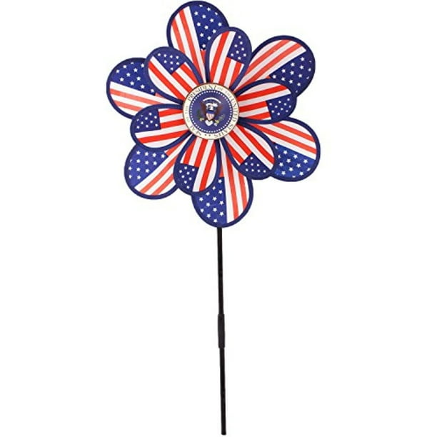 Patriotic Garden Wind Spinner American Flag Double Wheel Yard