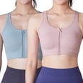 thumbnail image 4 of Women's Solid Color Zip Front Zipper Sports Bra Yoga Running Comfy Vest Without Steel  Cross Back Underwear Breathable, 4 of 6