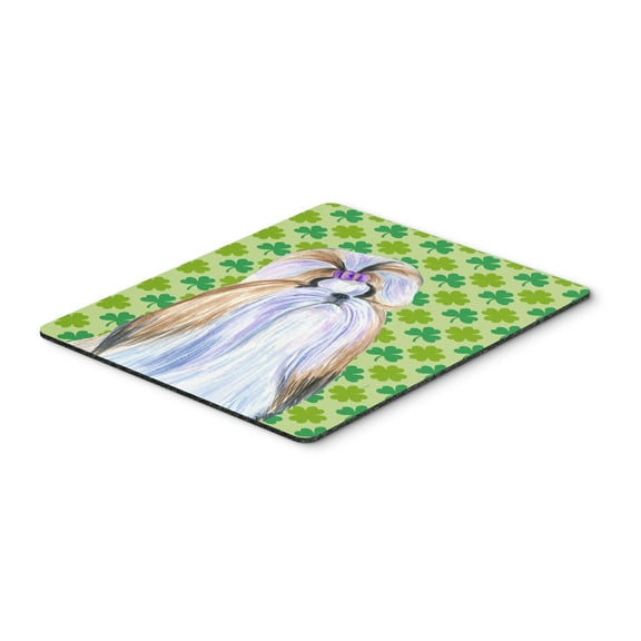 "Shih Tzu St. Patricks Day Shamrock Portrait Mouse Pad Hot Pad or Trivet"