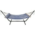 thumbnail image 6 of Striped Macrame Quilted Two Person Double Hammock with Pillow - 9' x 55" - Blue and Cream, 6 of 6