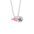 thumbnail image 2 of Delight Jewelry Acrylic 3/4" Hot Pink Cheer Megaphone Silvertone Script Initial Disc - N - Charm Necklace, 20"+3", 2 of 4