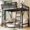 Black, variant on LJAN Queen Size Metal Loft Bed Frame with Ladder and Built-in Storage Shelves, Modern Style Loft Bed with Solid Slats, Guardrail, No Box Spring Required, Easy Assembly, for Bedroom