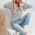 thumbnail image 4 of Diufon Womens Plus Size Sweaters V Neck Button Long Sleeve Blouses Solid Color Pullover Tops, 4 of 6