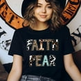 thumbnail image 3 of Faith Over Fear T-Shirt | Mixed Print Inspirational Christian Tee, White, Size S, 3 of 6
