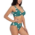 thumbnail image 2 of Wukai Love Dog Women's Bikini Set Two Piece,wimsuit High Waisted V Neck Twist Front Adjustable Spaghetti Straps Bathing Suit-Medium, 2 of 7