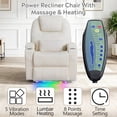 thumbnail image 4 of Power Recliner Chair with Massage and Heat, Electric Recliners with LED Lights, Lumbar Pillow, Cup Holders, Side Pocket, USB Port, Home Theater Seating for Living Room, Beige, 4 of 8