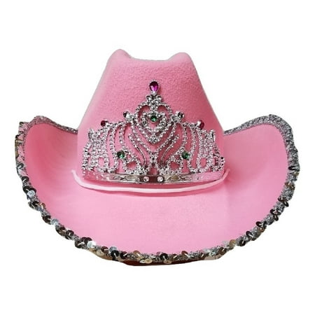 Cowgirl Rodeo Queen Cowboy Hat Silver Sequin Tiara Adult Costume Accessory