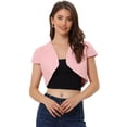 thumbnail image 1 of Cárdigan De Mezclilla Corto Casual Para Mujer Chaqueta De Mezclilla Con Manga Casquillo Y Corte Entallado rosa XL, 1 of 6