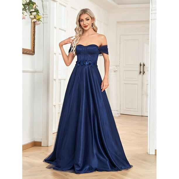 Wedding Dress Wedding Guest Dresses for Women Straight Shoulder Gauze  A-line Elegant Ball Evening Dress Fashion Party Dress - Walmart.ca