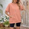 thumbnail image 6 of MEZZALL Women Solid Color Hoodies Sweatshirts Loose Zipper Pockets Short Sleeved Tops Basic Daily Outdoor Stylish Travel, 6 of 8