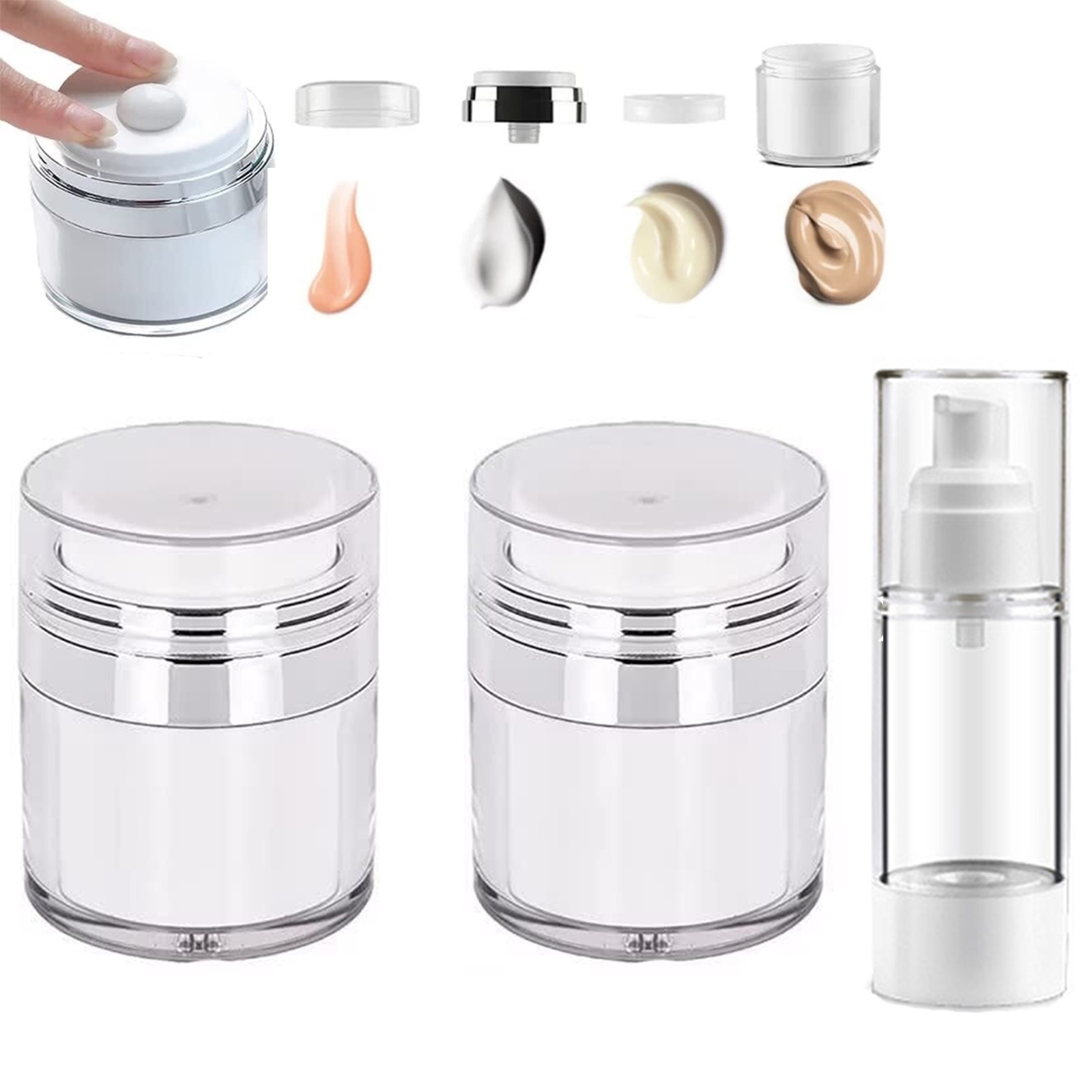 Cream Jar Vacuum Bottle, Airless Pump Jar Bottles Lotion Dispenser With Empty Travel Spray Bottle