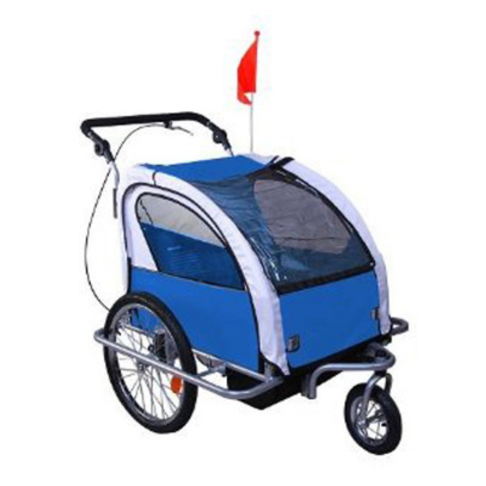 Aosom 2IN1 Double Baby Bike Trailer Stroller Jogger Child Two-Wheel Bicycle Cargo Blue 