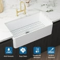thumbnail image 3 of 33 Inch Fireclay Farmhouse Sink, White Farmhouse Sink Apron Front Farm Sink Kitchen Sink Fireclay Ceramic Porcelain Deep Single Bowl Farm Sink with Bottom Grid and Strainer Drain, 3 of 8