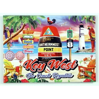 Key West Florida Icons Dual Layer MDF Magnet - 2.25 X 3.5 Inches