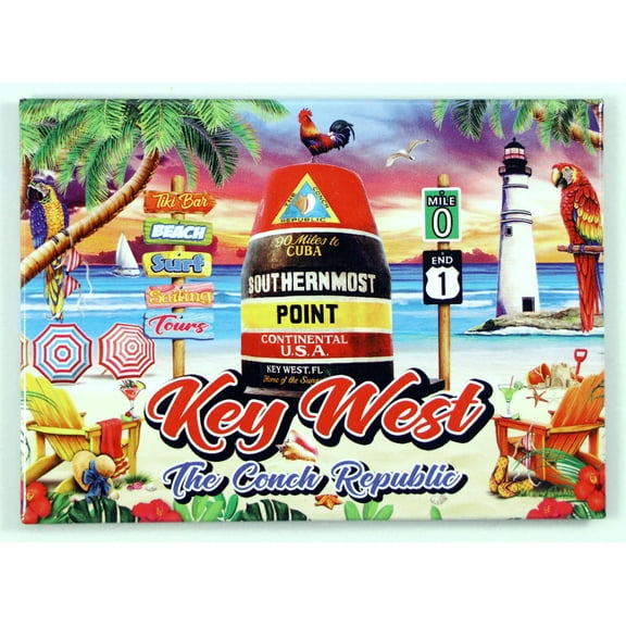 Key West Florida Scene Pop Art Magnet 2.5" x 3.5"