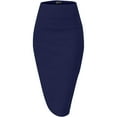 thumbnail image 3 of Oplxuo Women's Office Work Pencil Skirt Stretch High Waist Knee Length Bodycon for Business Casual, 3 of 4
