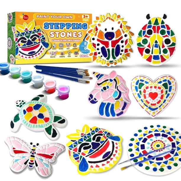 Kit de pintura Stepping Stones EggSun con 8 piezas para niños