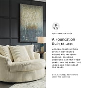 Signature Design by Ashley Lindyn Oversized Swivel Fabric Accent Chair in Ivory