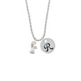 thumbnail image 2 of Delight Jewelry Silvertone Bunny Face Silvertone Script Initial Disc - R - Charm Necklace, 20"+3", 2 of 4