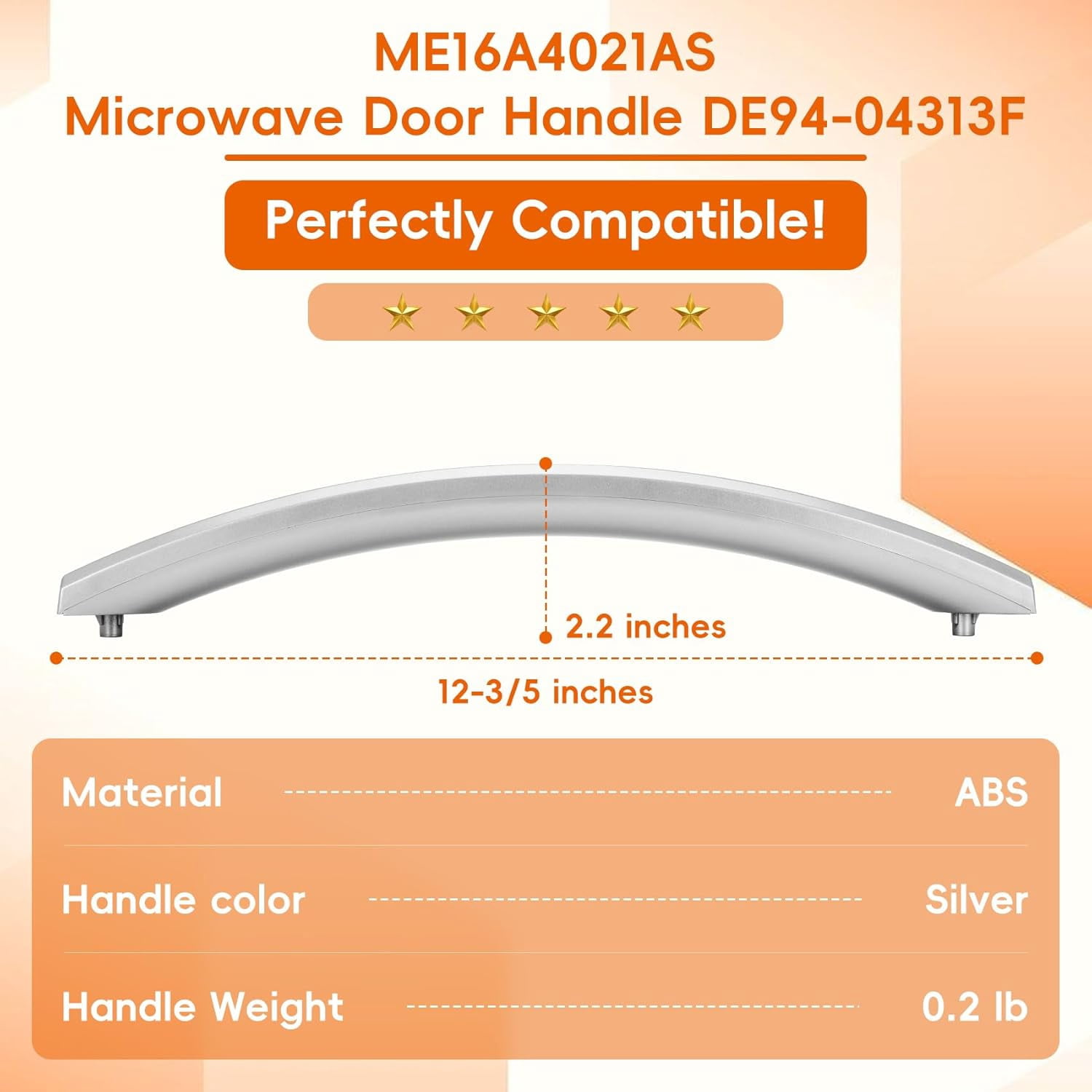2025 Upgrade ME16A4021AS Microwave Door Handle, Replaces for Samsung DE94-04313F Handle, DE94-04313F Microwave Door Handle, Same as Samsung OEM Microwave Han dle (No Screws)