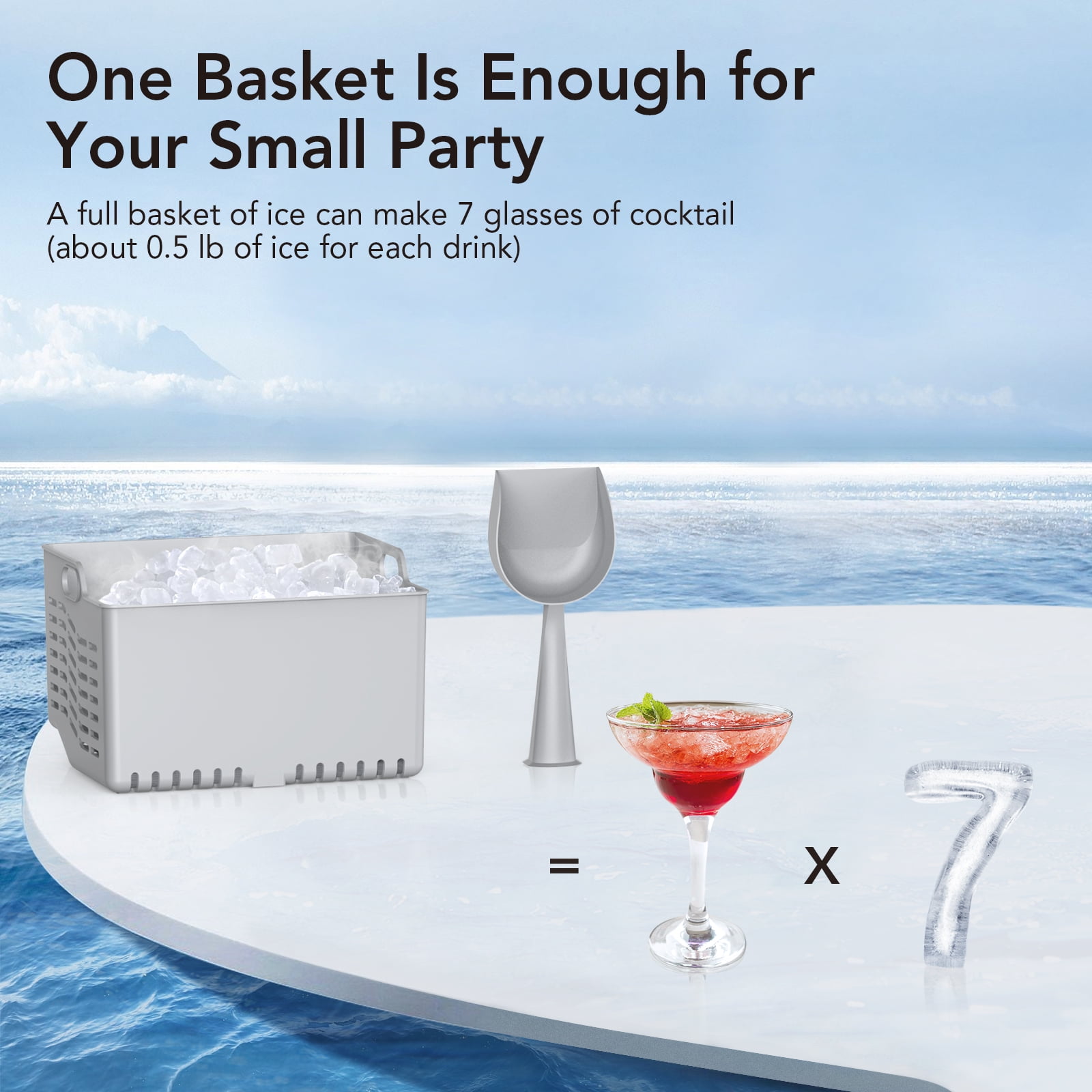 Shininglove Nugget Ice Maker Countertop 44lb, Portable Ice Machine Stainless Steel Tabletop for Home Office Bar