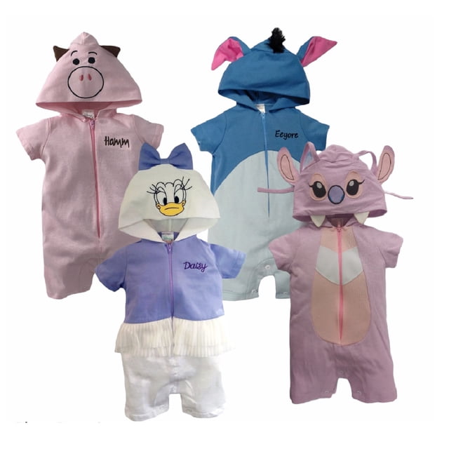 Kit 4 Pañaleros Disney Hamm, Igor, Daisy, Angel (Novia Stitch) Talla 3 Meses Disney Ropa de Recién Nacido