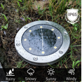 thumbnail image 2 of Plata Paquete de 2 Focos Solares Empotrables 16 LED Luz Solar para Exteriores Jardín, IP65 Lámpara de Tierra Solar Blanca Fría Impermeable para Iluminación, 2 of 5