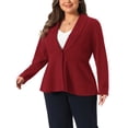 thumbnail image 4 of Agnes Orinda Women's Plus Size Blazers Shawl Collar Button Down Casual Business Work Suit Jacket Peplum Blazers 2X Burgundy, 4 of 6