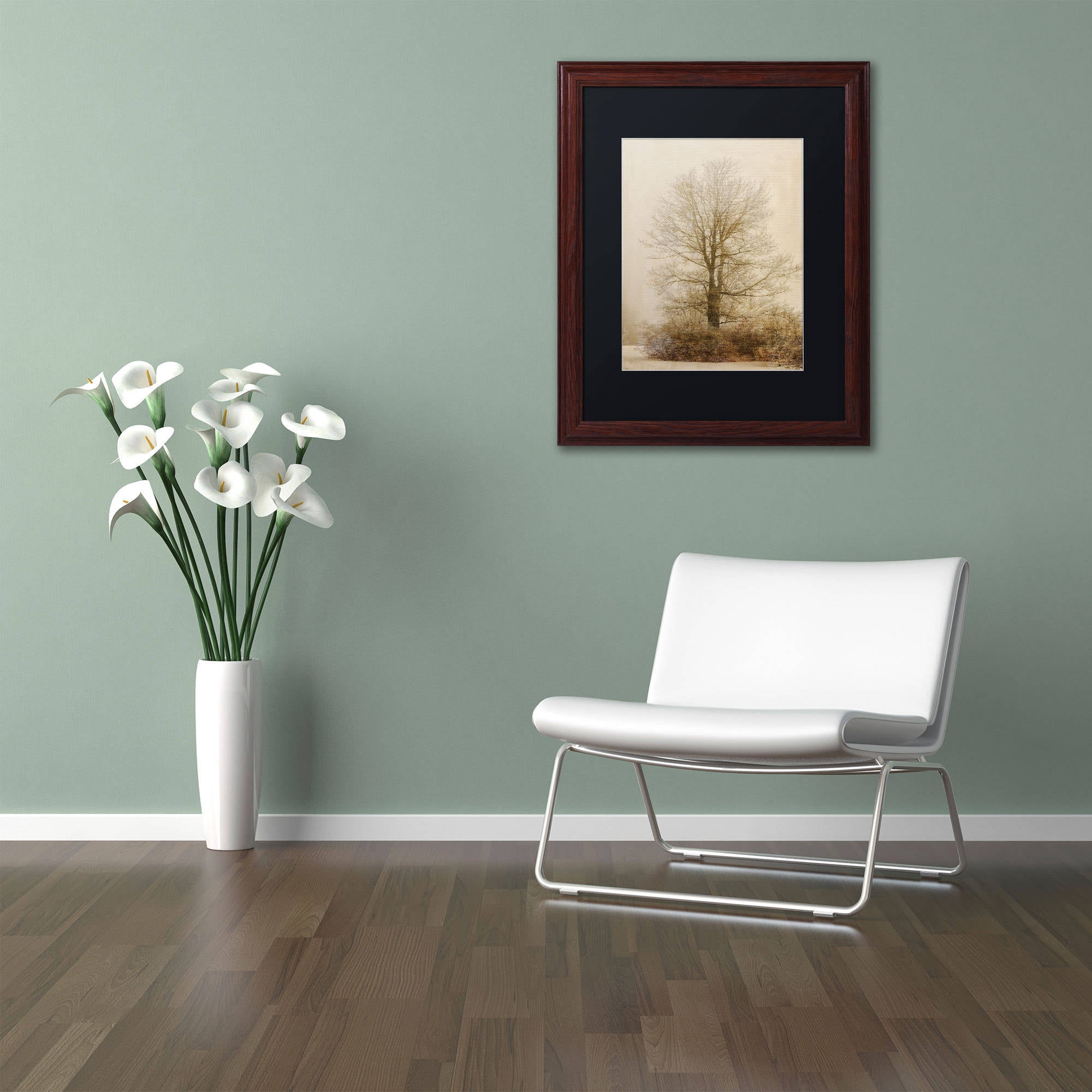 Trademark Fine Art "Tan Tones in the Fog" Canvas Art by Lois Bryan, Black Matte, Wood Frame