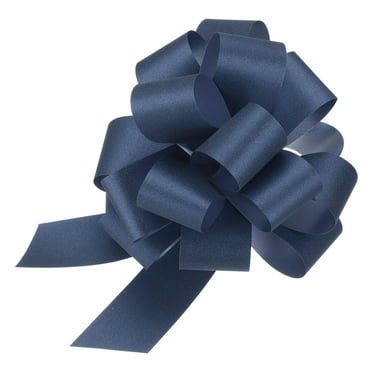 Uxcell 5pcs 4 Inch Large Pull Bow Glitter Gift Wrapping Big Pull Bows Ribbon Dark Blue