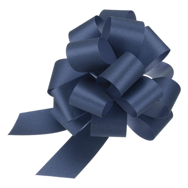Uxcell 5pcs 4 Pulgadas Lazo Grande Brillante para Envolver Regalos Lazos de Cinta Azul Oscuro