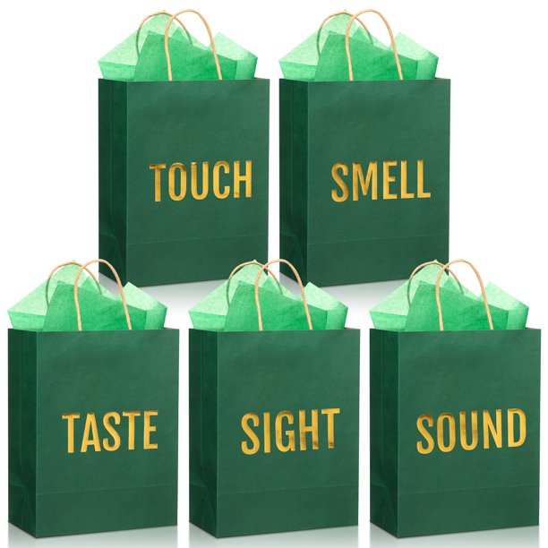 Juego de bolsas de regalo Kolldenn con papel de seda, color verde, 21 x 11 x 27 cm