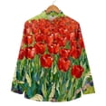 thumbnail image 4 of Xunmmm Womens Long Sleeve Shirt Floral Printed Fashion Casual Tops Womens Blouse Button Down Shirts for Women Red XL, 4 of 7