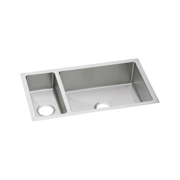 Elkay Crosstown 16 Gauge Stainless Steel, 32-1/4" x 18-1/4" x 10" 30/70 Double Bowl Undermount Sink