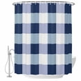 thumbnail image 2 of Navy Blue Plaid Waterproof Fabric Shower Curtain,Spring Farmhouse Buffalo Checkered Waterproof Fabric Shower Curtain for Bathroom Curtains Bathtubs Hotel Shower Curtains with 12 Hooks Standard 66x72, 2 of 8