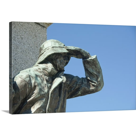 Great BIG Canvas | "Newfoundland and Labrador, St. John's, Statue of sailor looking out to sea" Canvas Wall Art - 24x16