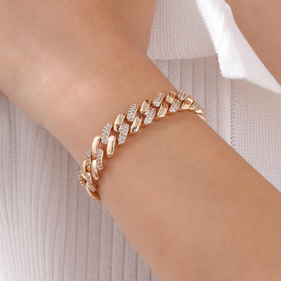 14k Gold Plated Bracelets for Women Cubic Zircon Womens Tennis Bracelet, Non Tarnish Trendy Link Chain Bracelets Jewelry Gifts for Mom Wife Girlfriend, Tennis