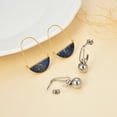 thumbnail image 3 of Natural Lapis/Rose Quartz/Black Onyx/ Agate Stones Dangle Drop Hoop Earrings for Women,Stainless Steel Split Double Hoops Earring,14K Gold Plated Wire Threader Earrings, 3 of 7