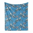 thumbnail image 1 of Birds Soft Flannel Fleece Blanket, Cherry Blossom Trees and Finches on Branch Japanese Spring Flora Fragrance, Cozy Plush for Indoor and Outdoor Use, 70" x 90", Baby Pink Azure Blue, by Ambesonne, 1 of 6