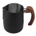 thumbnail image 3 of Mjölkskumningskopp med inre skala, 304 rostfritt stål droppfri pip kaffekanna med handtag, matt svart, 600 ml, 3 of 5