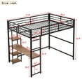 thumbnail image 2 of Bellemave Full Size Loft Bed with Wooden Desk and 4-Tier Shelves Full Metal Loft Bed with Storage Underneath and Guardrails Space-saving Junior Loft Bed for Teens, Student, Black, 2 of 10