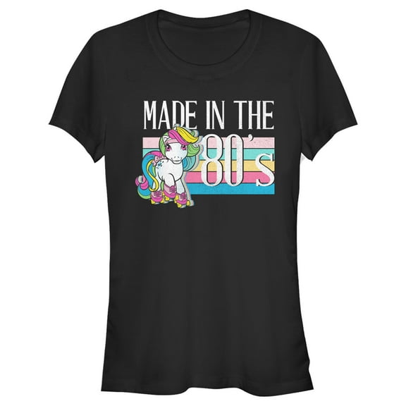 Junior's My Little Pony Made in '80s Roller-Skates  Graphic Tee Black 2X Large