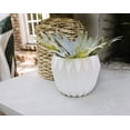thumbnail image 4 of Bloomingville Pot de Fleurs Rond Cannelé en Céramique, 8 Pouces x 6 Pouces, Blanc, 4 of 9